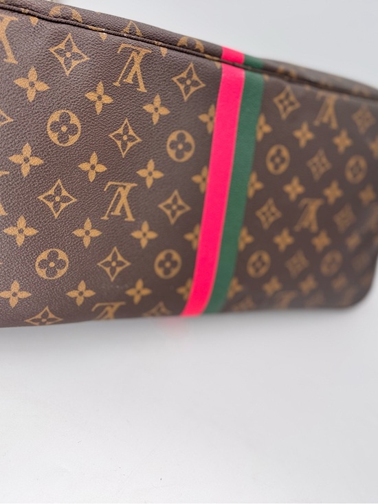 Louis Vuitton Monogram Canvas Tote with Green & Pink Center Stripe - Picture 7 of 16